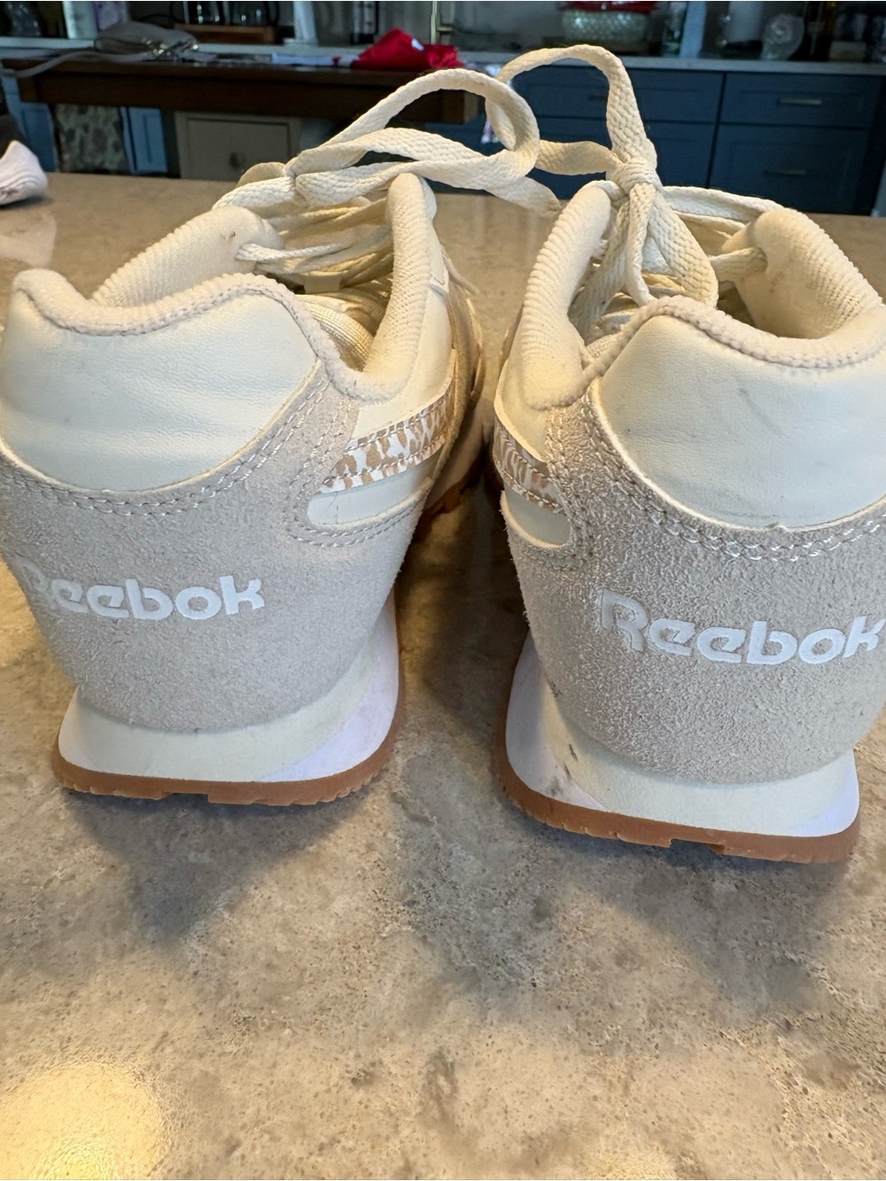 Reebok Neutral Beige Leopard Trim Lace-Up Sneakers - Picture 2 of 6